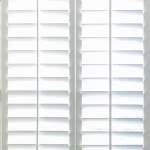 solid composite plantation shutters showing louver sizing and options